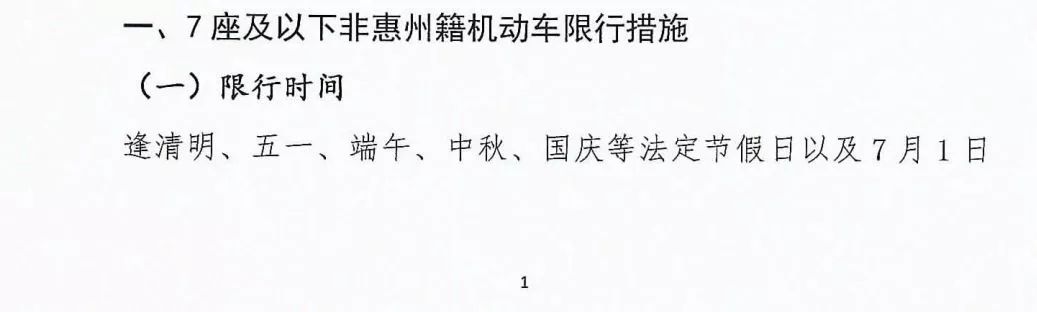 惠州限行最新消息