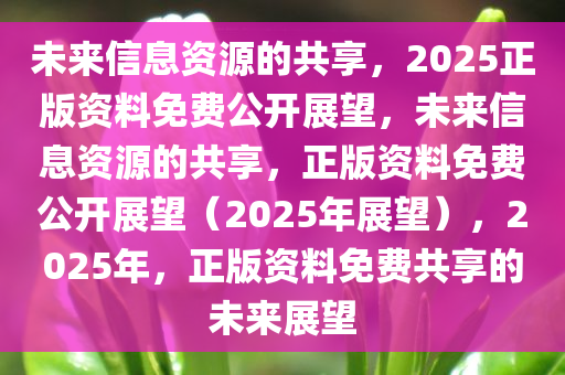 2025年全年资料免费公开,迈向公开透明，2025年全年资料免费公开的未来展望